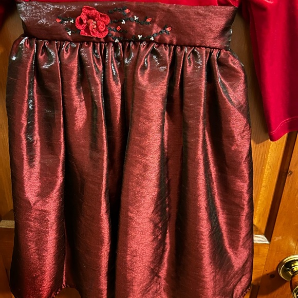 Festive Red Long Sleeve Girls Dress - Size 4 by C. C. Couture - Picture 3 of 16